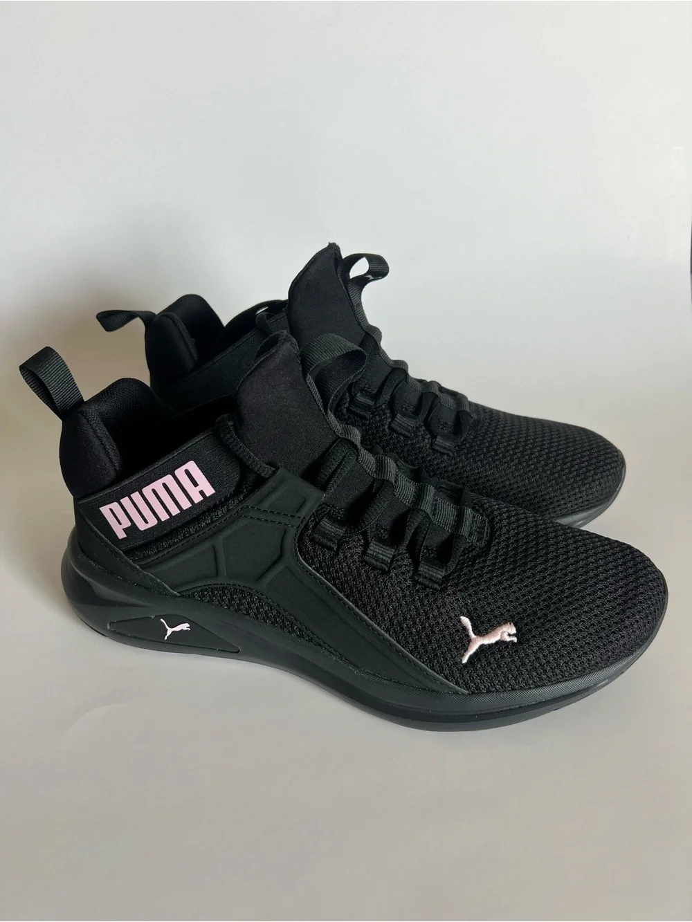 Puma Women's Black Sneakers with Light Pink Logos